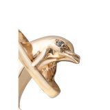 Wyland’s Iconic 14K Gold Leaping Dolphin Pendant with Clear CZ